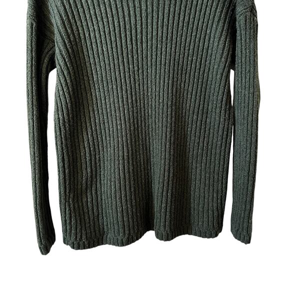 Abercrombie & Fitch Womens Cable Knit Mockneck Sweater Green S Fisherman Classic - Picture 6 of 10